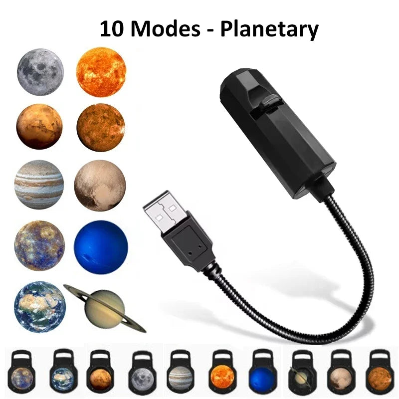 USB LED Star Galaxy Projector Lamp | Moon Earth Night Light for Bedroom Wall Decor detail view