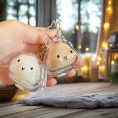 ❤️ Cartoon Pet Hair Memorial Transparent Storage Box Keyring Cute Animal Rabbit Fur O alternate view