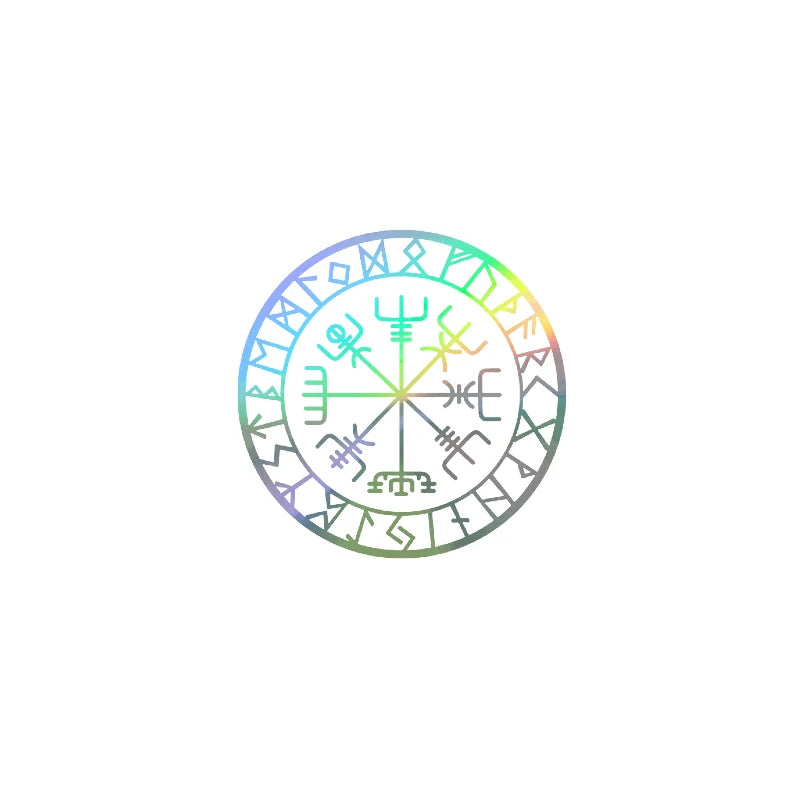 Viking Protection Runes Vegvisir Compass Talisman Red Vinyl Decal | Car and Laptop Decor detail view