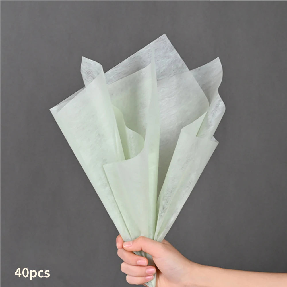 40pcs Milk Cotton Tissue Paper for Flower Wrapping | DIY Bouquet Craft Supplies close-up view
