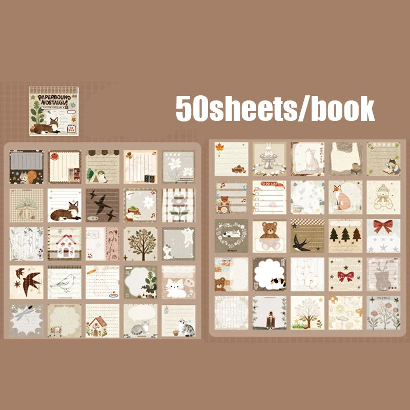 Vintage Time Letter Sticker Book | 50pcs Nostalgic Memo Journal Decor alternate view