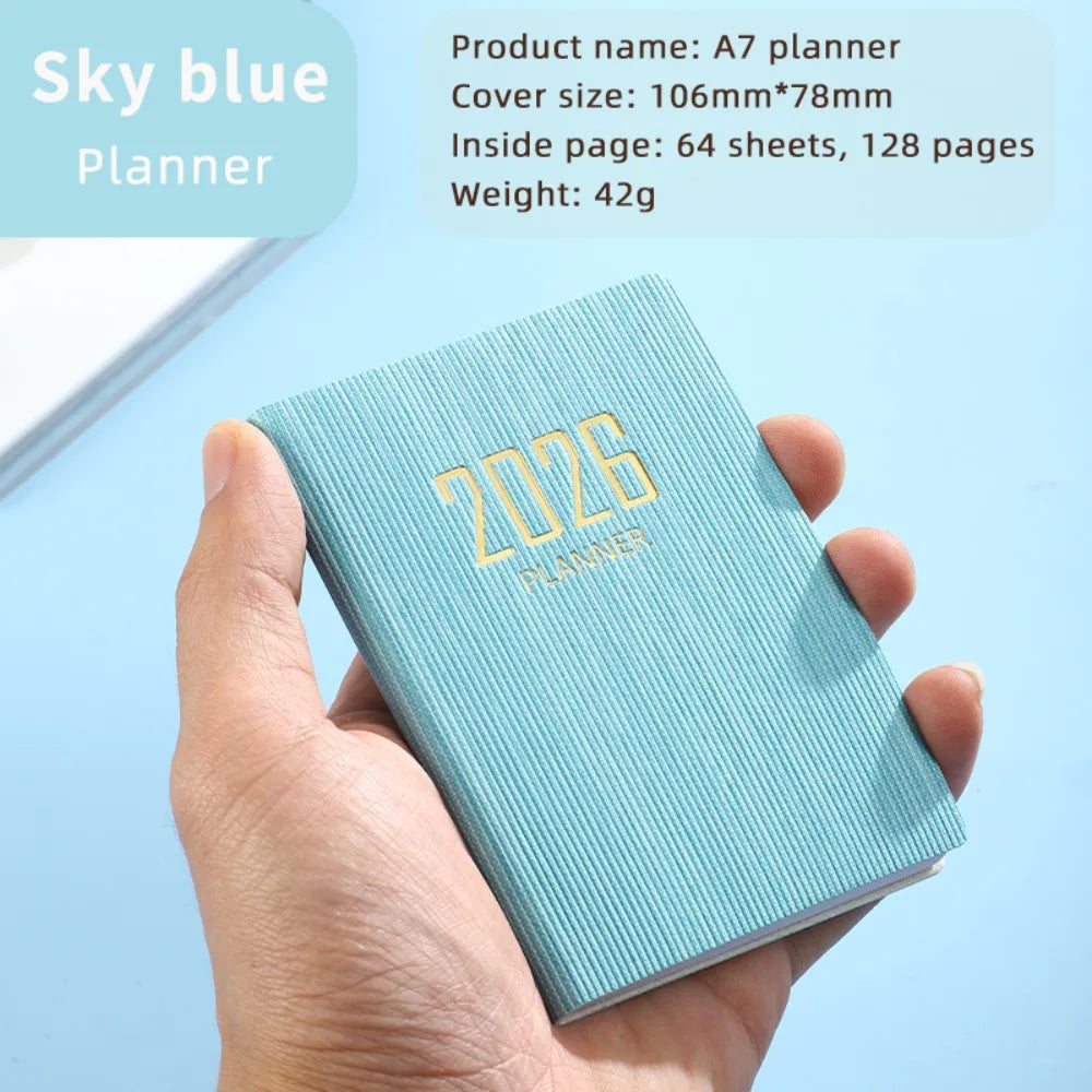 Portable A7 2026 Agenda Book – Pocket Weekly Planner with Calendar