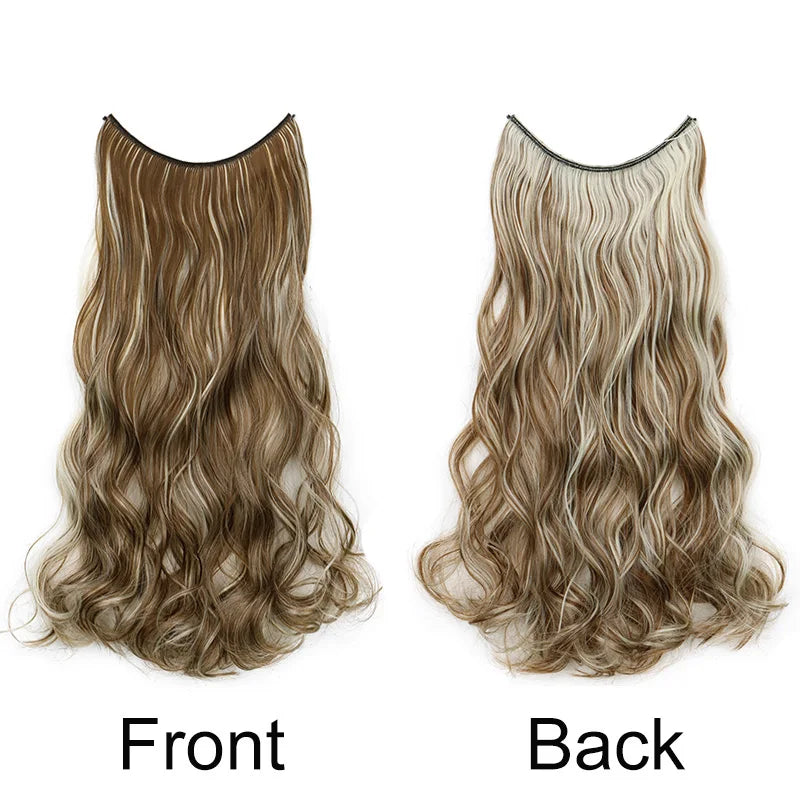WIGSIN Synthetic One Piece No Clip Hair Extension 20Inch Long Curly Fish Line Fake Ha lifestyle view