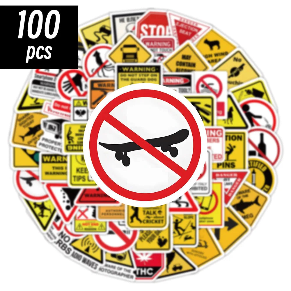 Warning Pattern Sticker Pack | DIY Decals for Skateboards, Laptops, Luggage & More alternate view