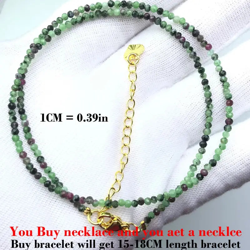 Fashion Faceted 2mm Beads Necklace Mini Natural Stone Amethysts Quartzs Agat Choker Mi close-up view