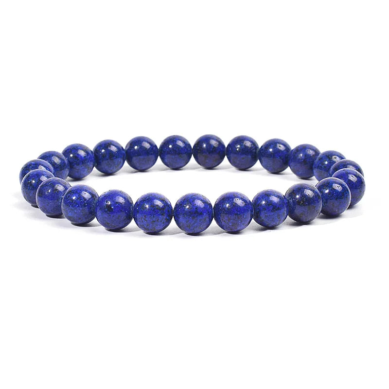 Natural Stone Beads Bracelet For Women Men Amethysts Crystal Quartzs Aquamarines Jades close-up view
