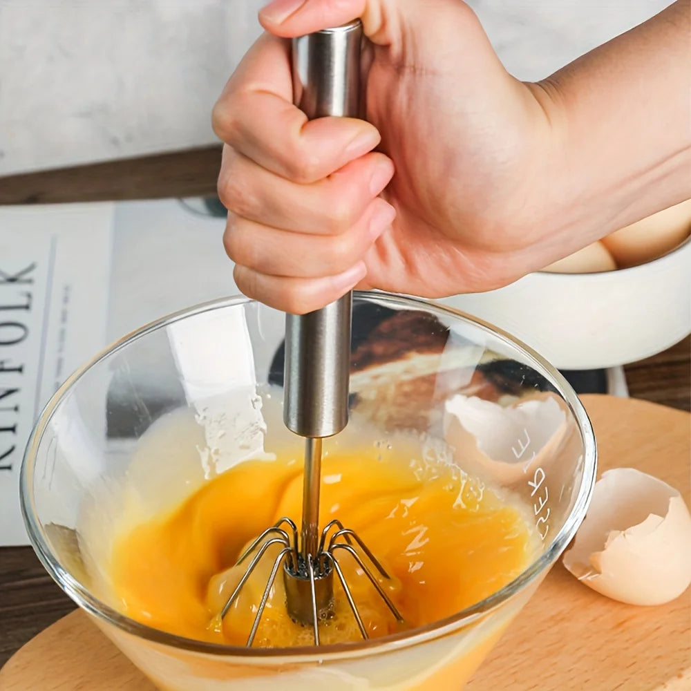 Stainless Steel Semi-Automatic Egg Beater | Manual Cream and Egg Mixer for Baking lifestyle view