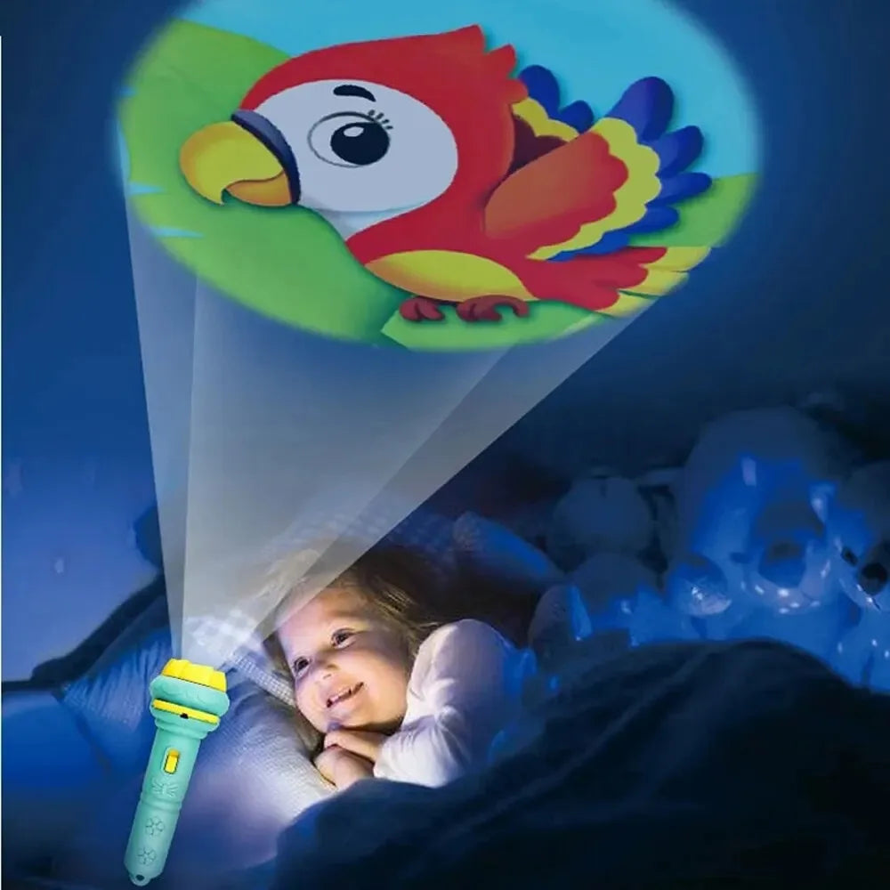 10 Cards Cartoon Projection Flashlight 80 Patterns Creative Children Flashlight Toy P alternate view