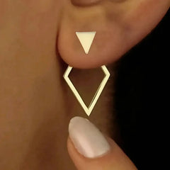 FTCY Minimalist Geometric Square Stud Earrings for Women Double-layer Detachable Tria alternate view