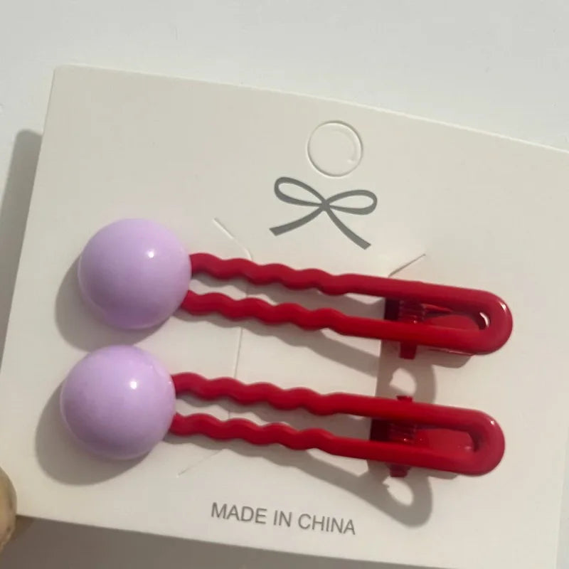 2Pcs/Set Simple Hair Clips For Girls Cute Hair Barrettes Baby Hairpins Kids Headwear C close-up view