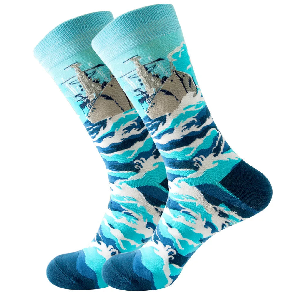 Sock Combed Cotton Funny Men's Big Size Crew Harajuku Hip Hop Thick Long Socks