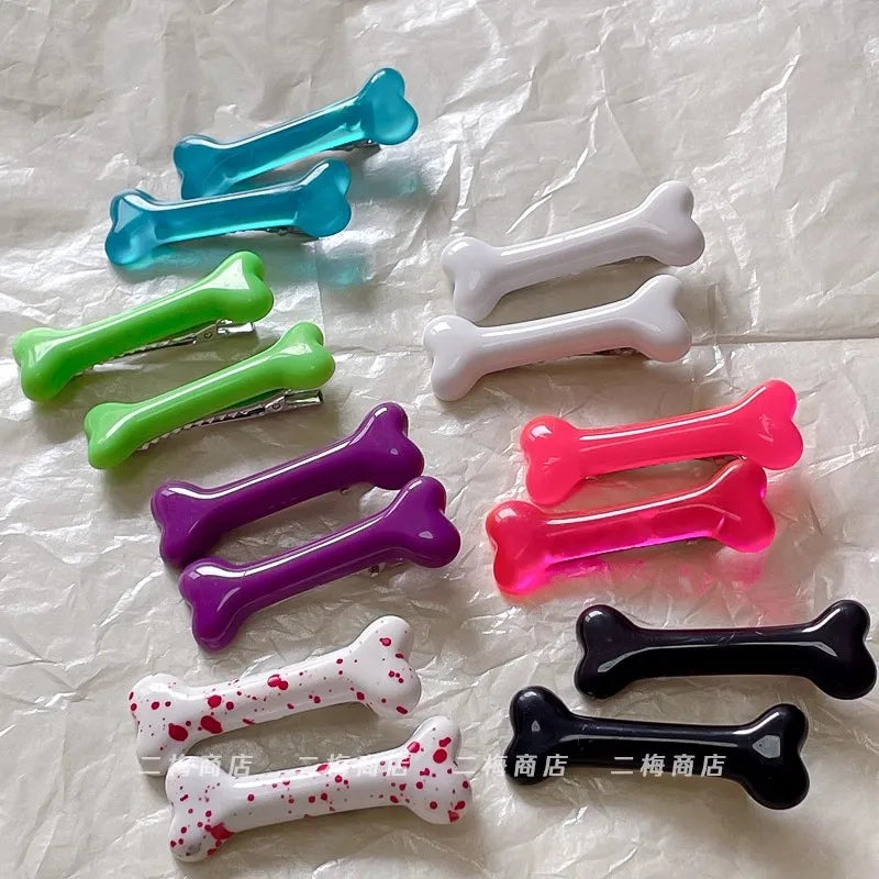 White Bone Hair Clip Cute Y2K Bobby Pins Girl Fashion Dog Bones Hairclips Decoration Hairpins Barrettes Accessories Wholesale