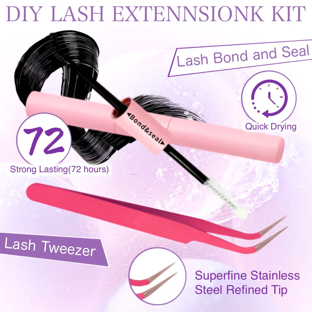 700PCS-30D/40D/50D 80D DIY Eyelash Extension Kit Mixed Length 9-16mm, D-Curl Eyelashes for DIY and Various Festive Celebrations