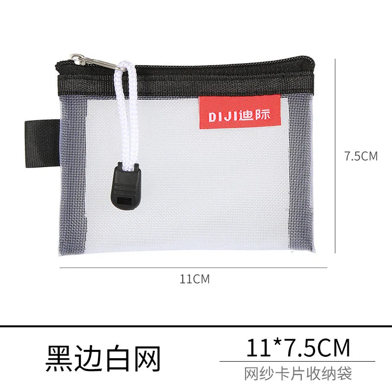 Mini Transparent Mesh Zipper Card Storage Bag | Portable Nylon Coin Purse alternate view