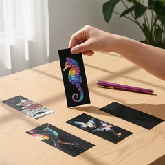 12Pcs Stylus Animal Scratch Art Set with Bookmark Paper for Kids DIY Creative Drawing