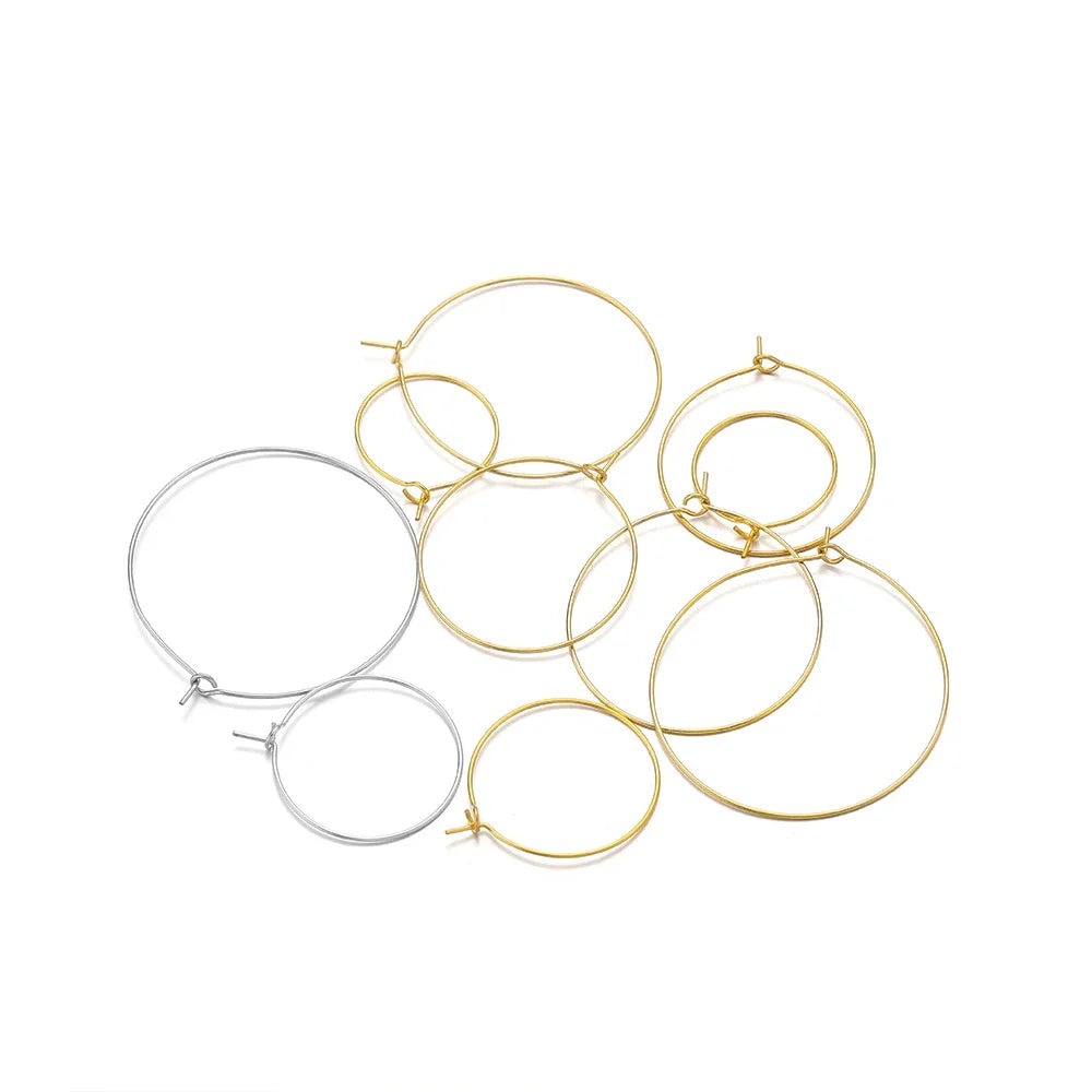 20pcs Stainless Steel Big Circle Hoop Earrings Wires | 18K Gold Plated or Steel Color lifestyle view
