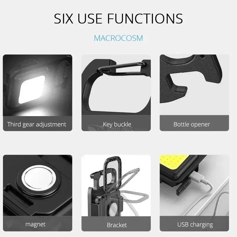 Super Bright MINI COB Keychain Flashlight | Rechargeable LED Camping Light with Mag additional angle