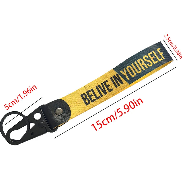 Nylon Key Strap Embroidery Lanyard | JDM Racing Car Keychain detail view