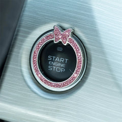 1PCS Car Bling Ring Crystal Car Stickers Rings Womens Car Decals, Push Start Button Blin detail view