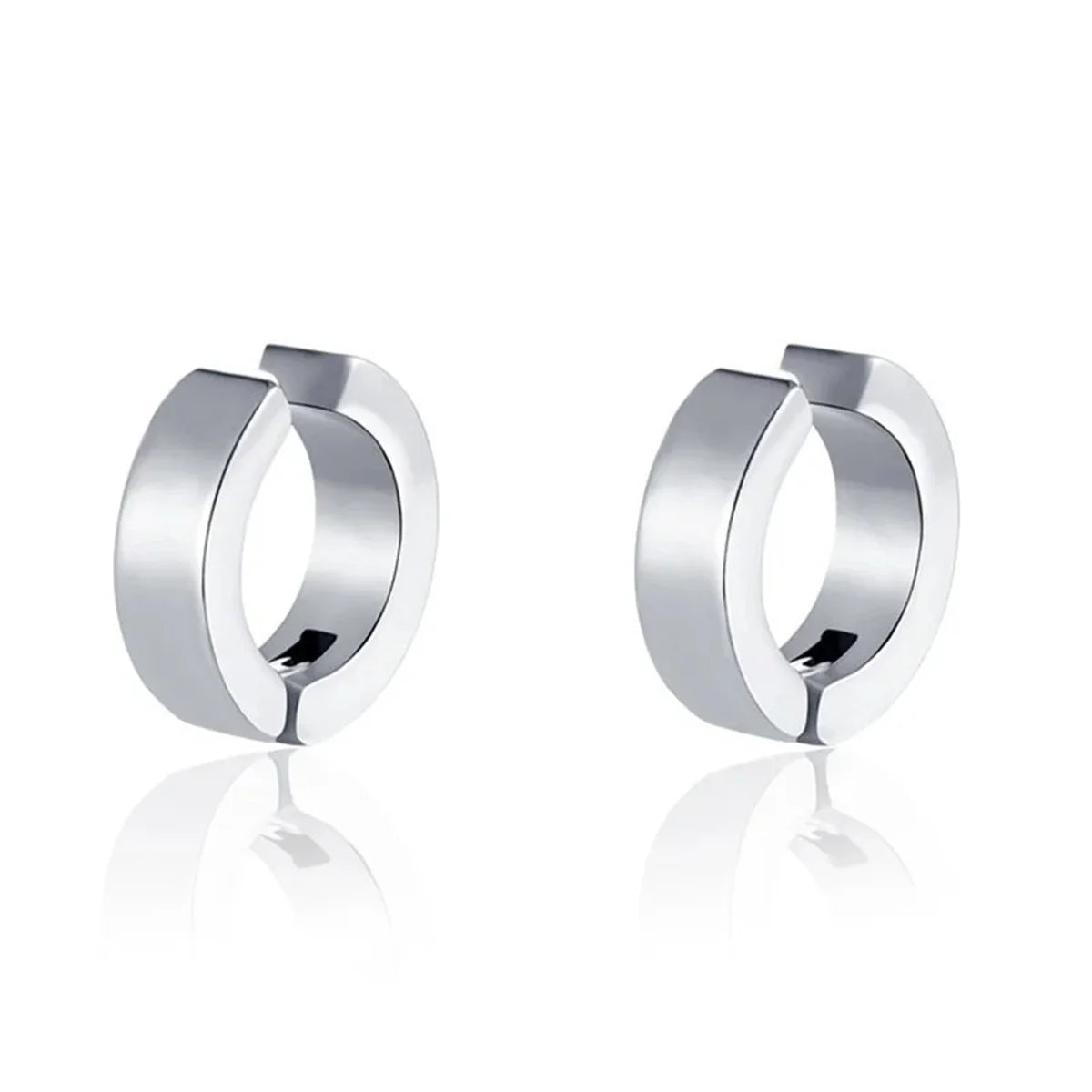 Stainless Steel Cuff Earrings for Men | Non Piercing Clip On Hoop Set additional angle