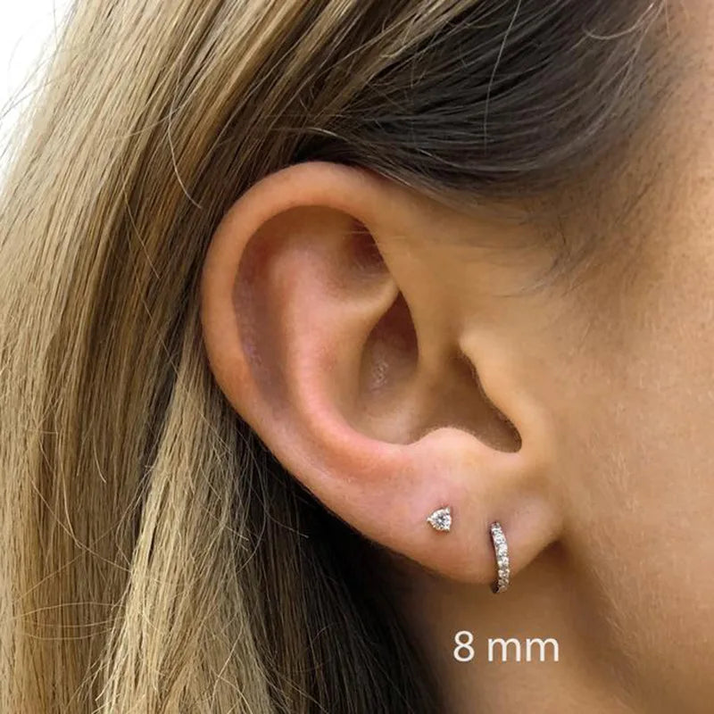 2Pcs Rainbow Little Huggies Stainless Steel Hoop Earrings Girl Tiny Rings Cartilage S lifestyle view