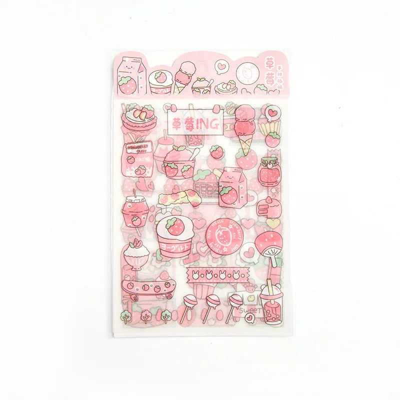 4-Piece Pink PET Sticker Pack | Kawaii Decorative Scrapbooking Set alternate view