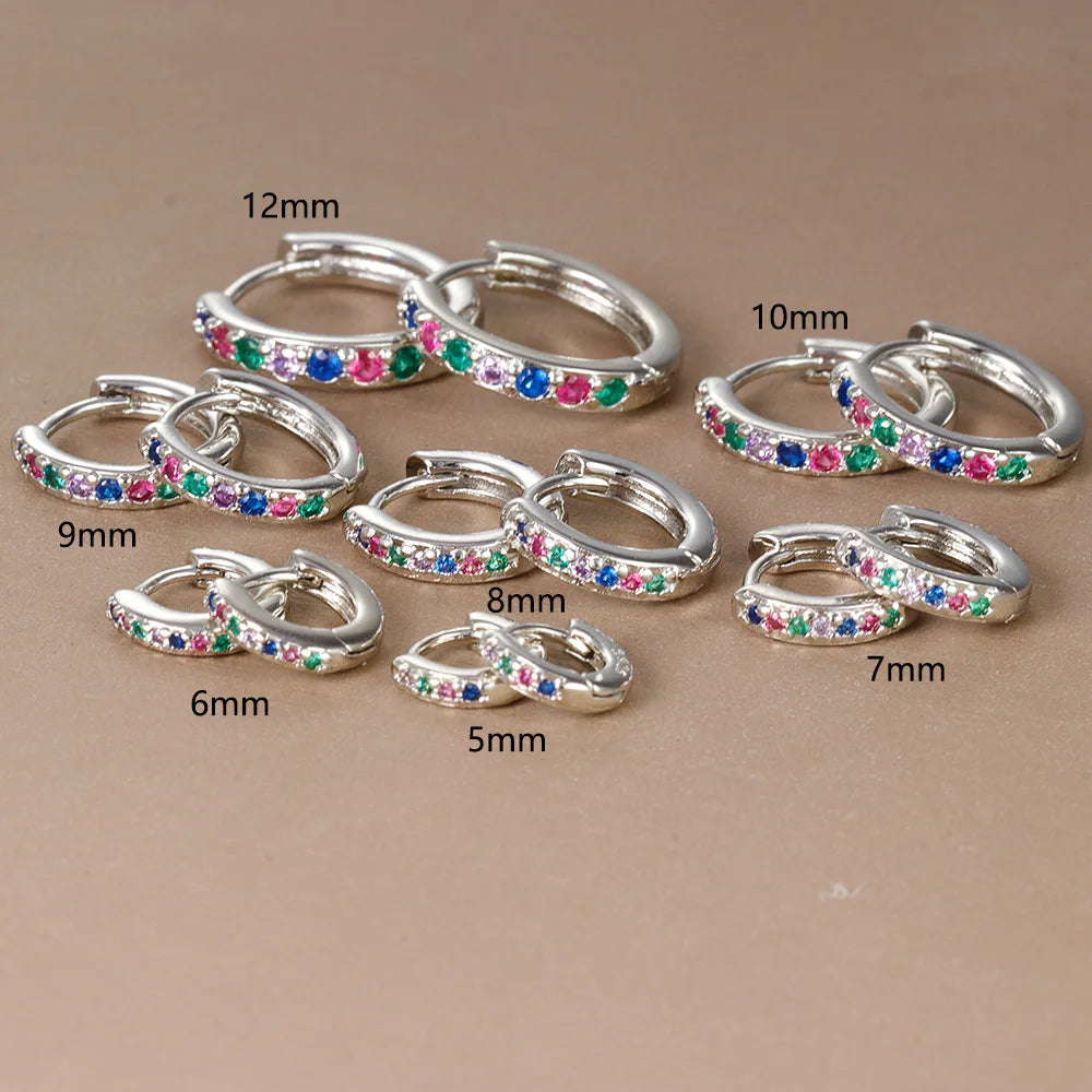 2PCS Stainless Steel Minimal Crystal Zirconia Hoop Earrings Gold Silver Color Small Hugg detail view