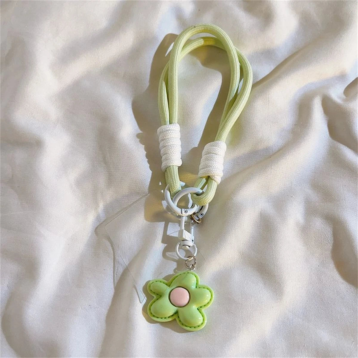 Cute Leather Flower Strap For Phone Lanyard Strap Hanging Chain Ring Cord With Patc additional angle