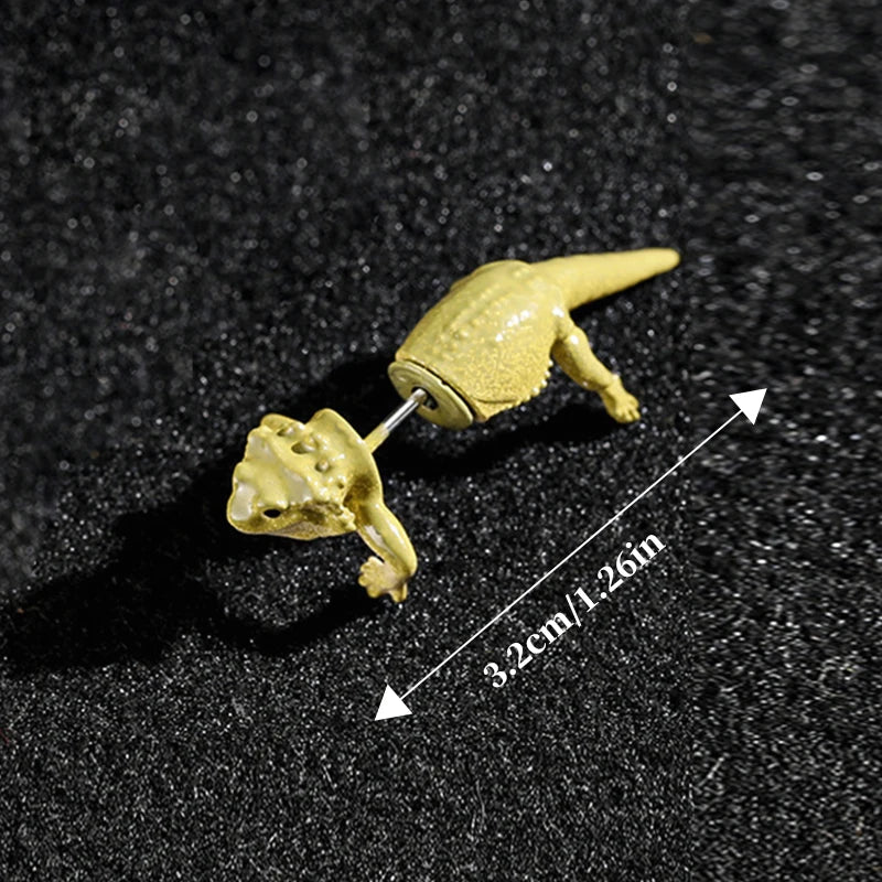 1 Pair Hip-hop Fashion Animal Lizard Frogs Stud Earrings, For New Year Christmas Party Birthday Lovers Gifts