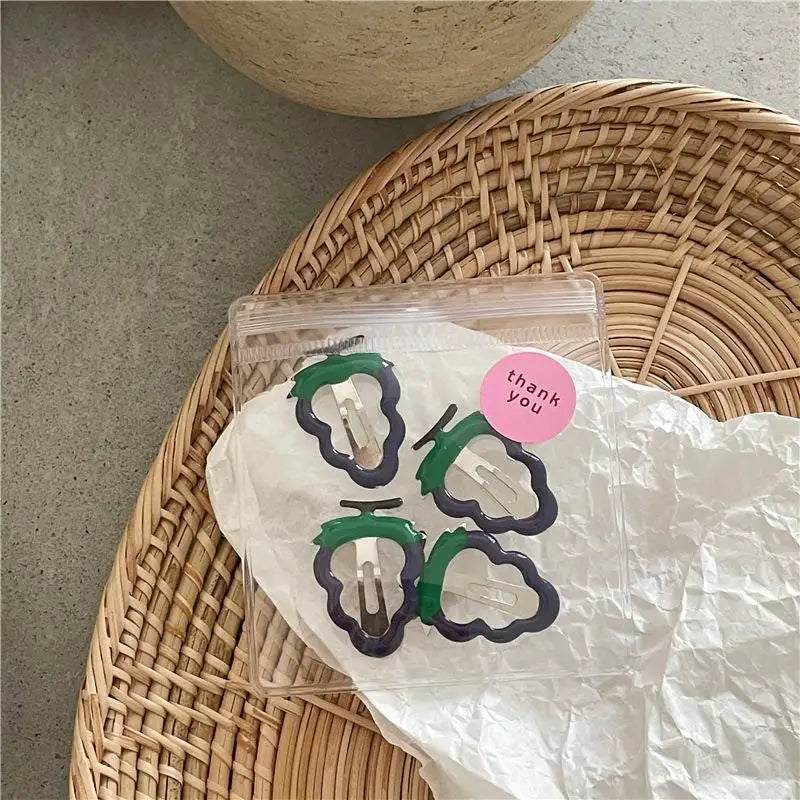 Girls Strawberry Hair Clips 4Pcs 6Pcs Fruit BB Hair Accessories Cute Design for Everyday Use