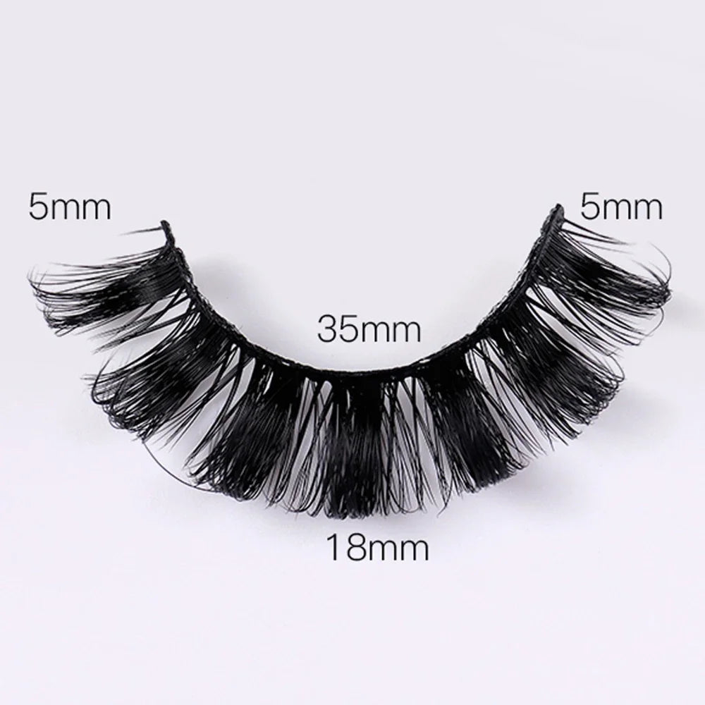 Budget Value 4 Pairs Multipack 3D Russian Fluffy Faux Mink Lashes Reusable Strip Lash close-up view