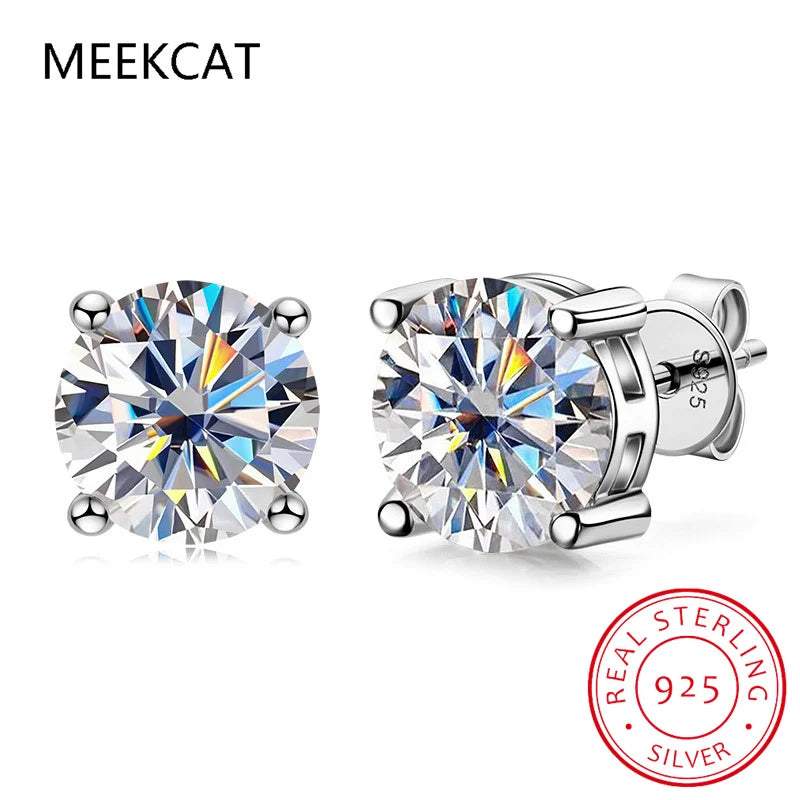 2.0ct Moissanite Earrings for Women Lab Grown Diamond Ear Studs 925 Sterling Silver Fine detail view