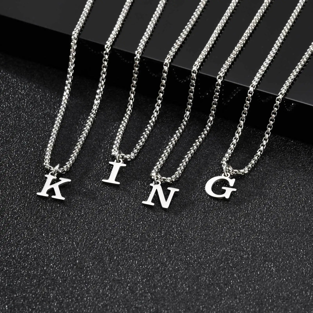 Simple Stainless Steel Initials Letters Necklace for Men Women,Hip Hop Gold Silver Co alternate view