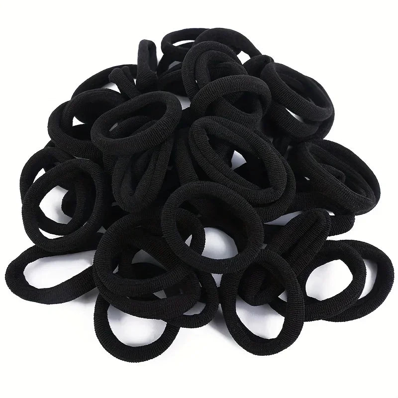 Ties Ponytail Holder Scrunchies Kids Hair for Girls Black Hairband Rubber close-up view