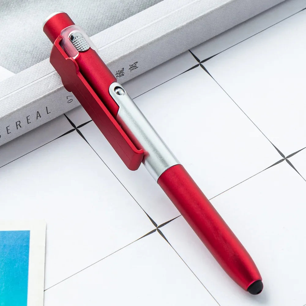 4 In 1 Multifunction Ballpoint Pen with LED Light Fold Phone Holder Night Read Writ additional angle
