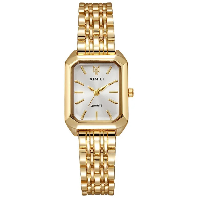 Women's Quartz Watch Rectangle Dial | Fashion Casual Steel Strap Watch detail view