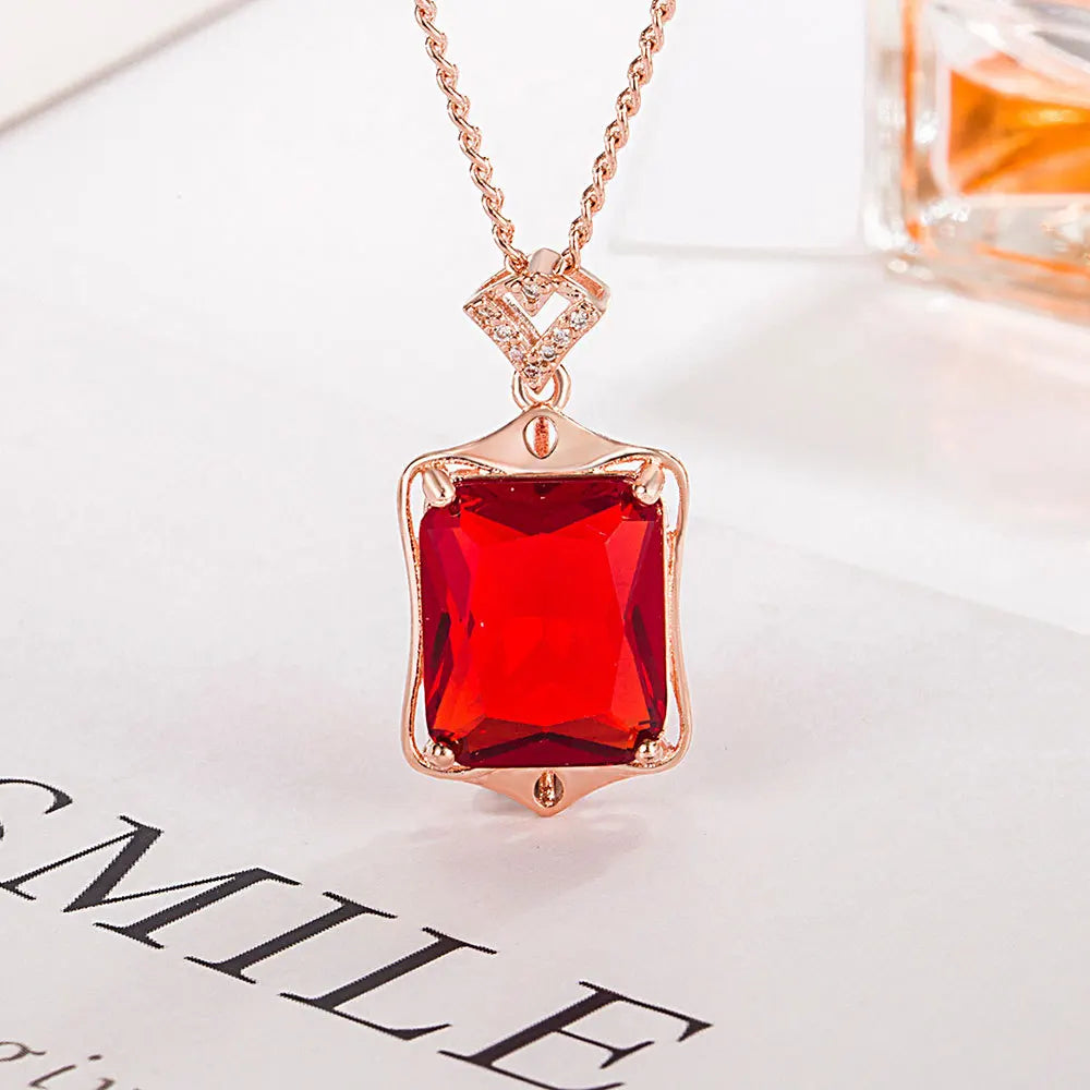 925 Sterling Silver Necklace Rectangular Zircon Pendant Necklace Women Fashion Simple lifestyle view