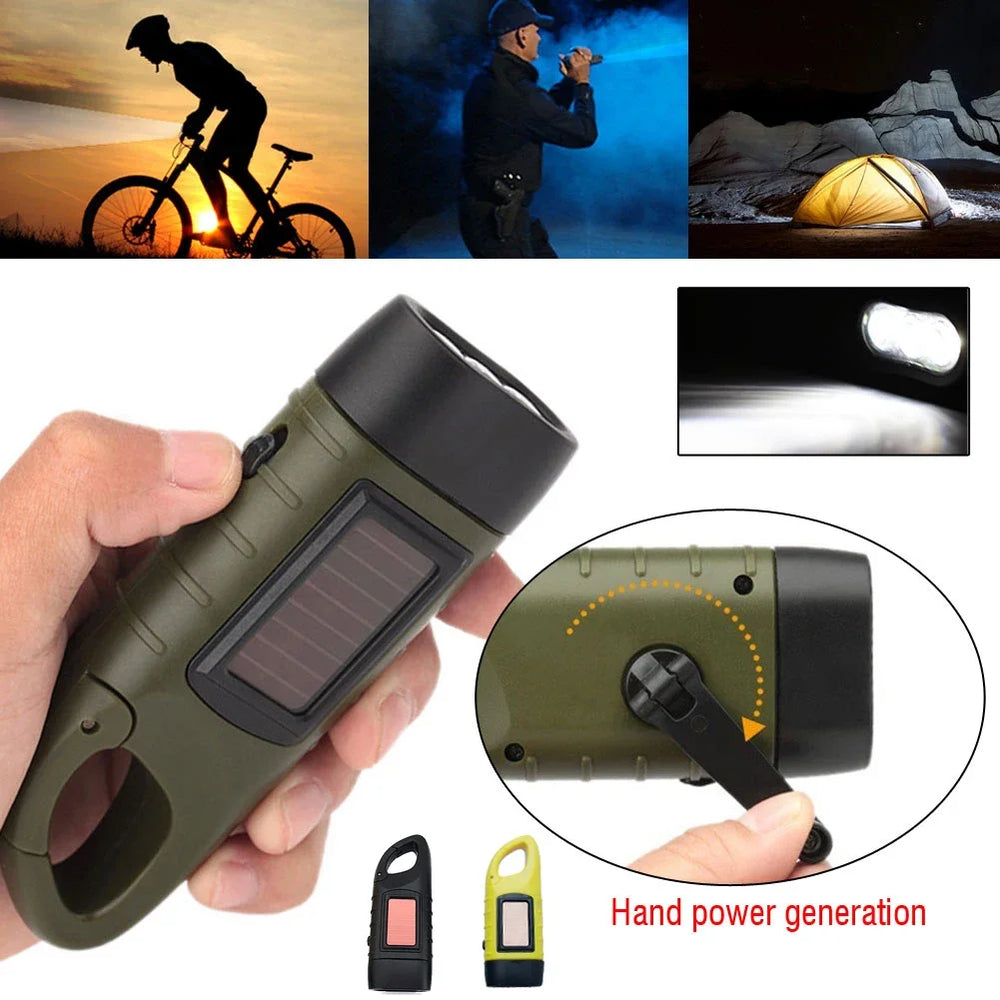 Solar Hand Crank Flashlight | Portable LED Emergency Lantern for Camping and Hiking additional angle