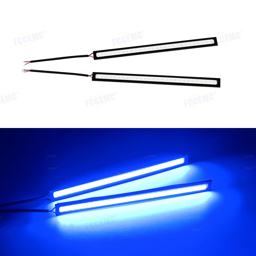 2pcs Ultra Thin LED Car COB Daytime Running Lights | Waterproof 12V Ambient Lamp Bar detail view