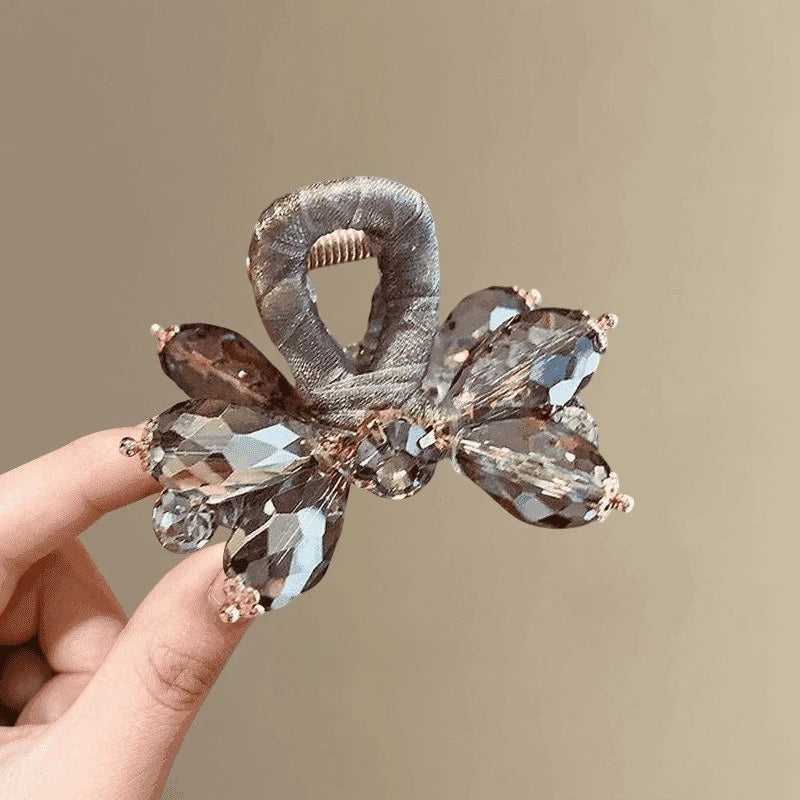 Pink Floral Crystal Rhinestone Hair Claw Clip Elegant Hair Accessories for Wedding Daily Party Dating Hair Accessories