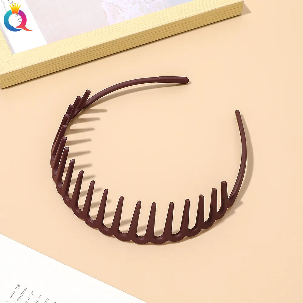 Korean Simple Headwear Hair Hoop Bezel with Teeth Headband Women Girl Solid Color R additional angle