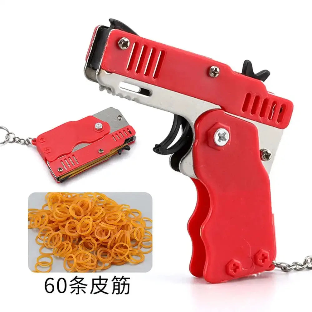 1PCS Keychain Gun 60 Rubber Bands Rubber Band Gun Shooting Pistol Alloy Kid Outdoor Part detail view