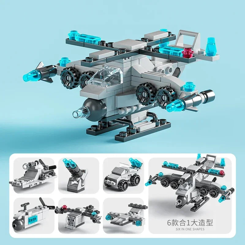 City Fire Car Building Blocks Set | 6-in-1 Police Truck, Engineering Crane, Tank & He lifestyle view