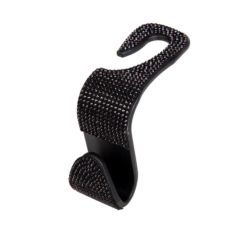 Rhinestone Car Seat Back Hook Bling Diamond Hanger Auto Back Universal Headrest Mount close-up view