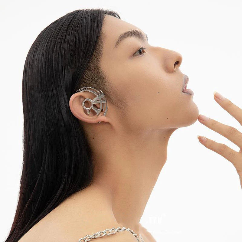 ZHUHE Gear Ear Loops Cyberpunk Style For Women Men's Jewelry Accessories Party Gifts lifestyle view