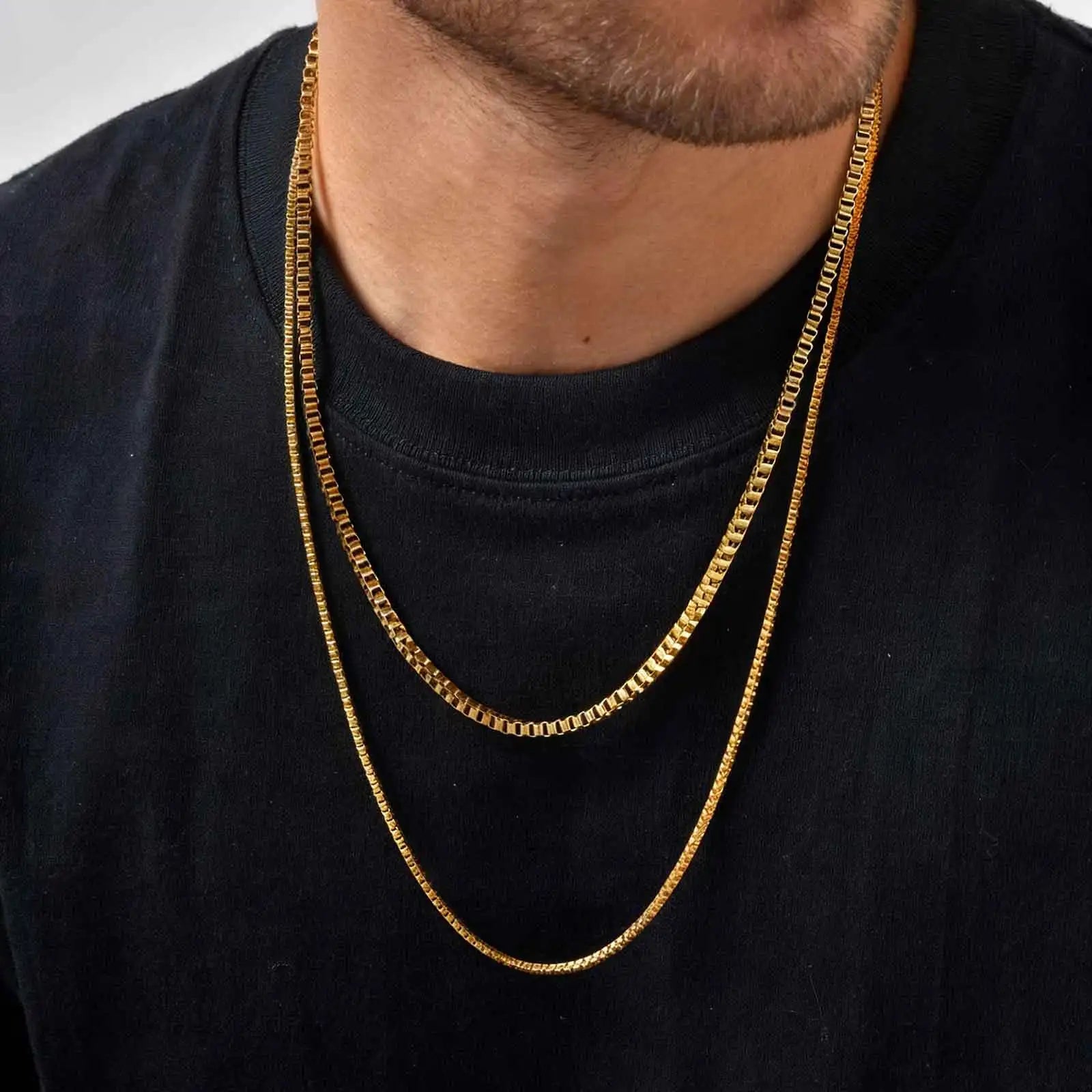 Stainless Steel Box Chain Necklace | 1/2/3mm Thin Square Link Choker for Men and Wo additional angle