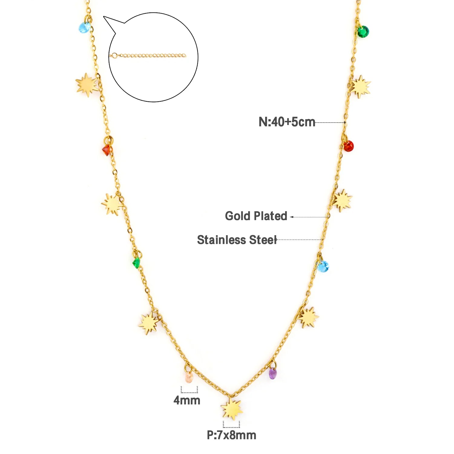 LUXUKISSKIDS Sweet Multicolor Drip-Oil Beads Necklace Women's Bohemia Stylish Clavicle close-up view