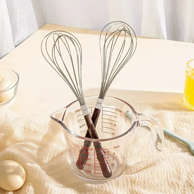 Stainless Steel Egg Beater | Manual Household Wooden Handle Mixer detail view