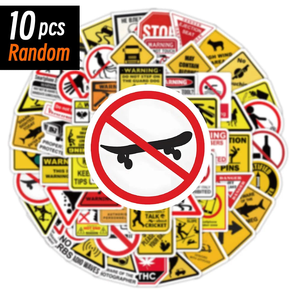 Warning Pattern Sticker Pack | DIY Decals for Skateboards, Laptops, Luggage & More detail view