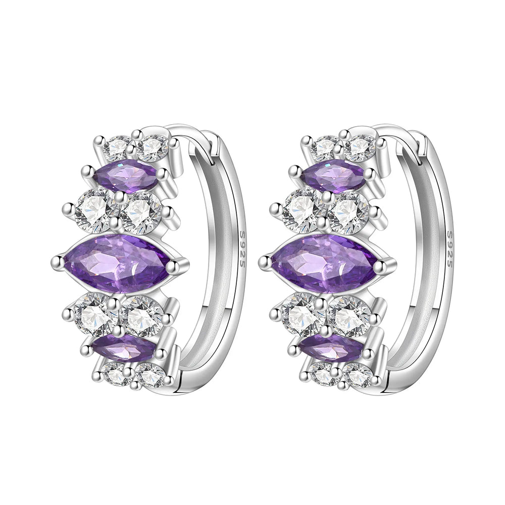 PANPOKI S925 Sterling Silver Purple Zircon Series Earrings Hoop Earrings For Women Je alternate view